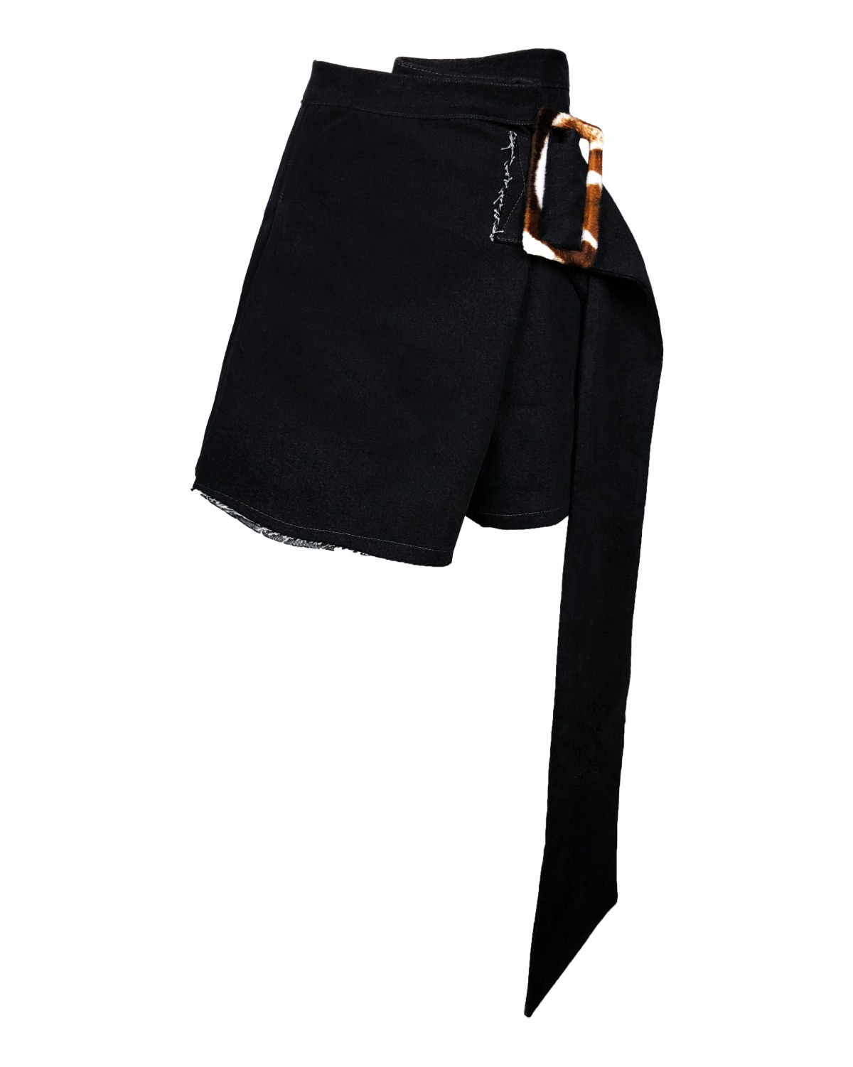 big belt pleats mini skirt [black denim] 148.000₩→60,000₩